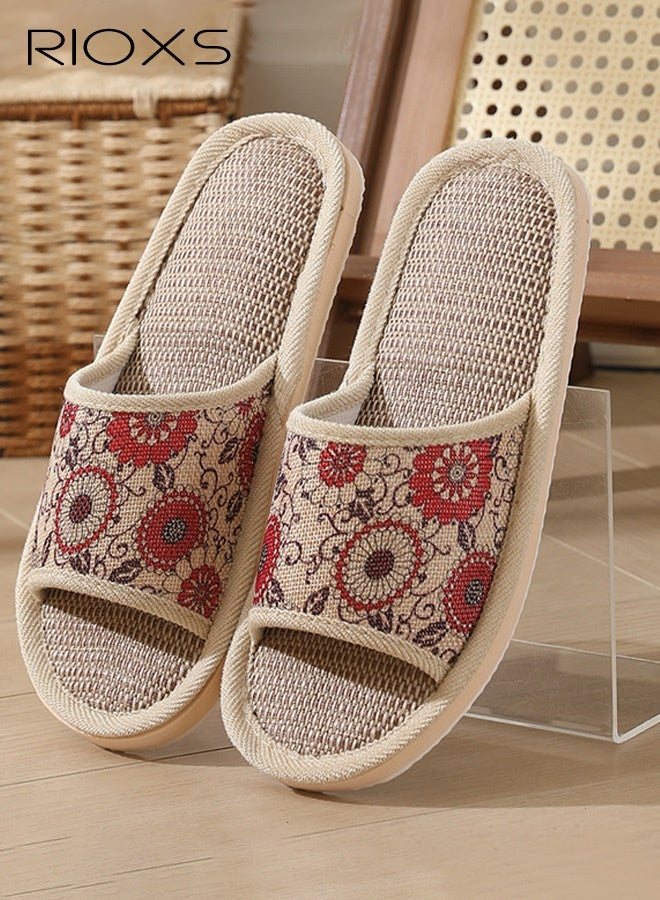 RIOXS Unisex Open Toe Summer House Slippers, Lightweight Breathable Slippers for Men and Women, Comfortable Slip On Slides Sandals, Washable Reusable Slide Slippers for Guests, Non Slip Spa Slipper for Home Bedroom, Hotel, Travel - Image 2